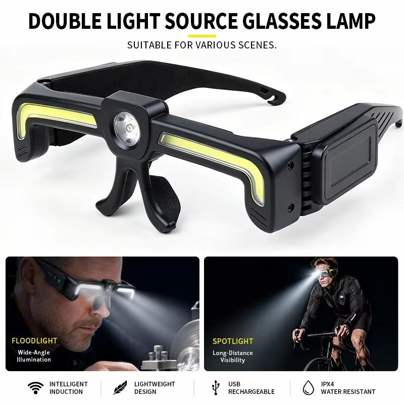 Induction Led Glasses Headlight Rechargeable Type-C Waterproof Lightweight Work Lamp For Car Maintenance Repair