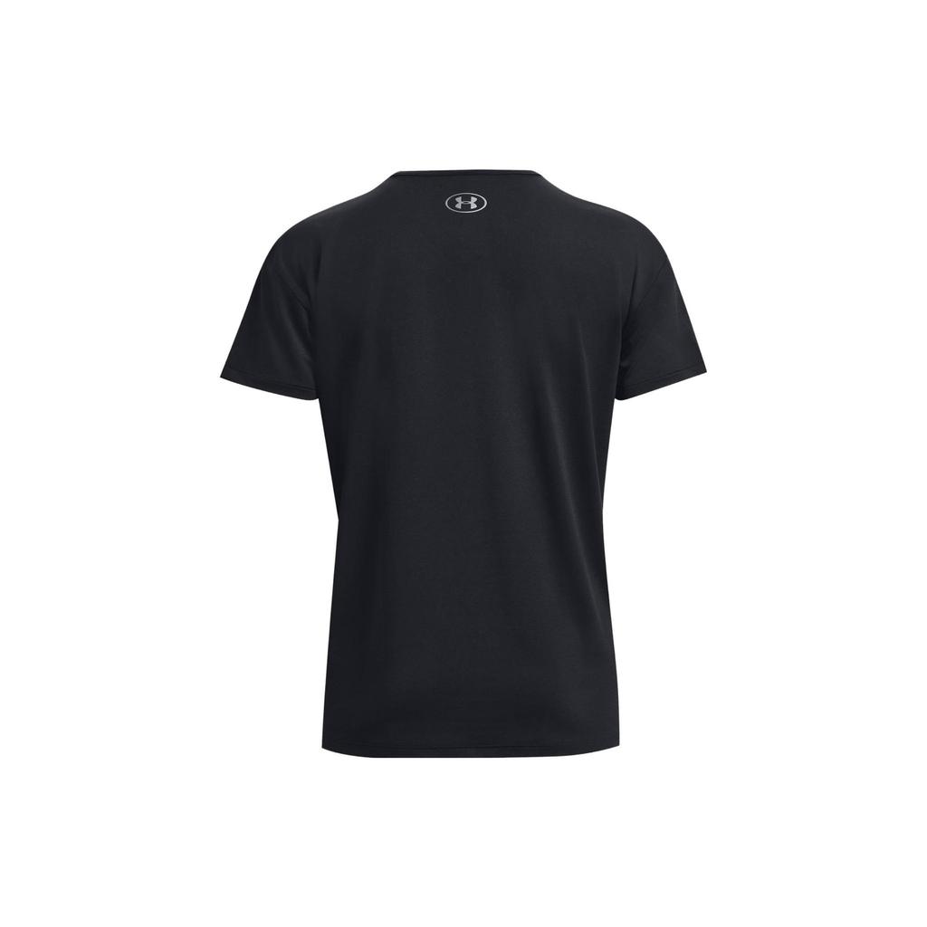 Under Armour Rush Energy Logo Print Crew Neck Short Sleeve T-Shirt Women Tops Black 1379141-001