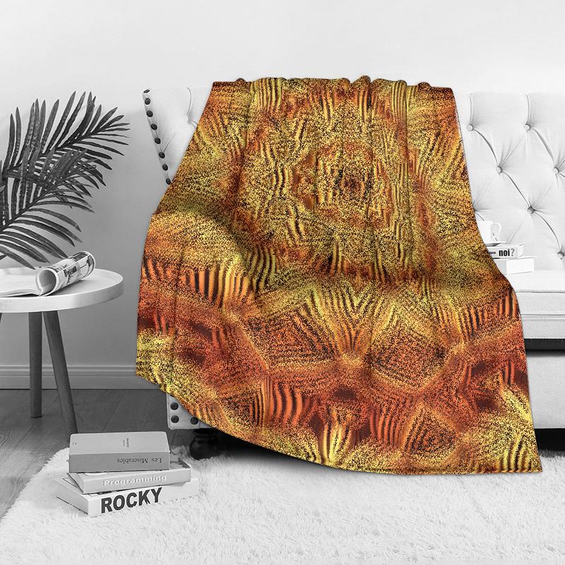 Psychedelic Geometric Pattern Blanket Fractal Throw Blanket Abstract Aztec Bed Blanket Vivid Orange Brown Designs