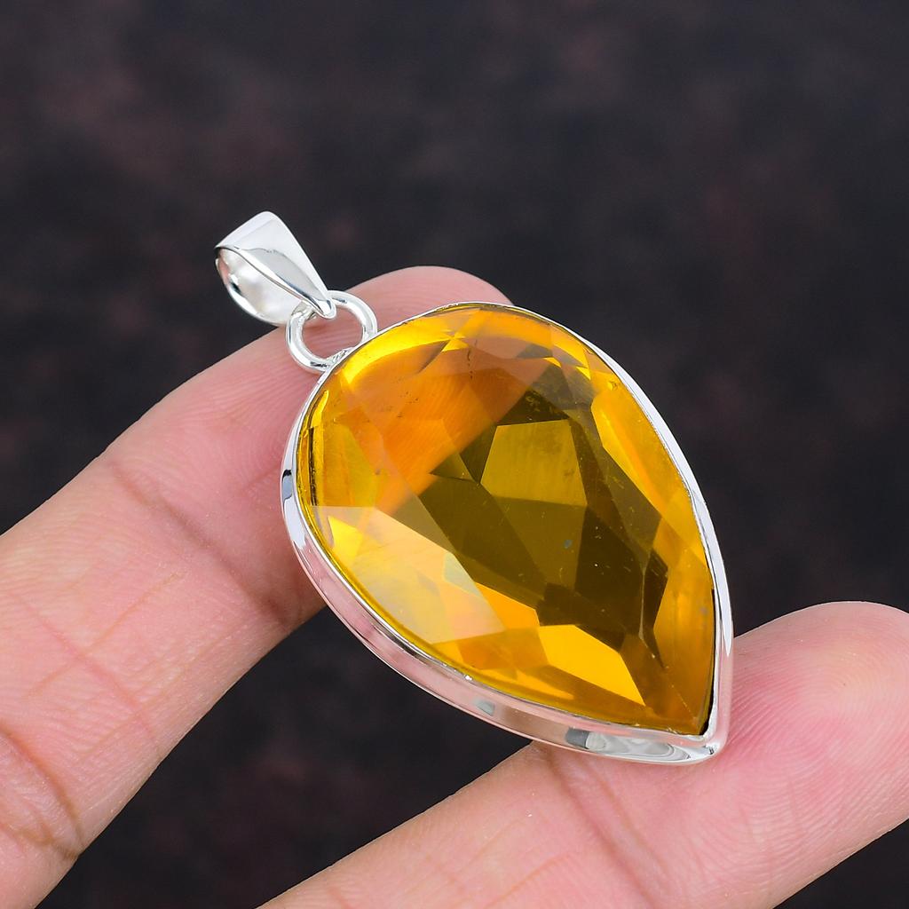 Faceted Citrine Pendant 925 Sterling Silver Pendant Real Gemstone Jewelry Handmade Pendant Citrine Jewelry Gifts For Wife Brand New Pendants