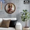 2D Flat Sacred Heart of Jesus Themed Round Wooden Plaque,Classic Style Home Decor for Living Room or Office,Life Wooden Decor for Bedroom Living