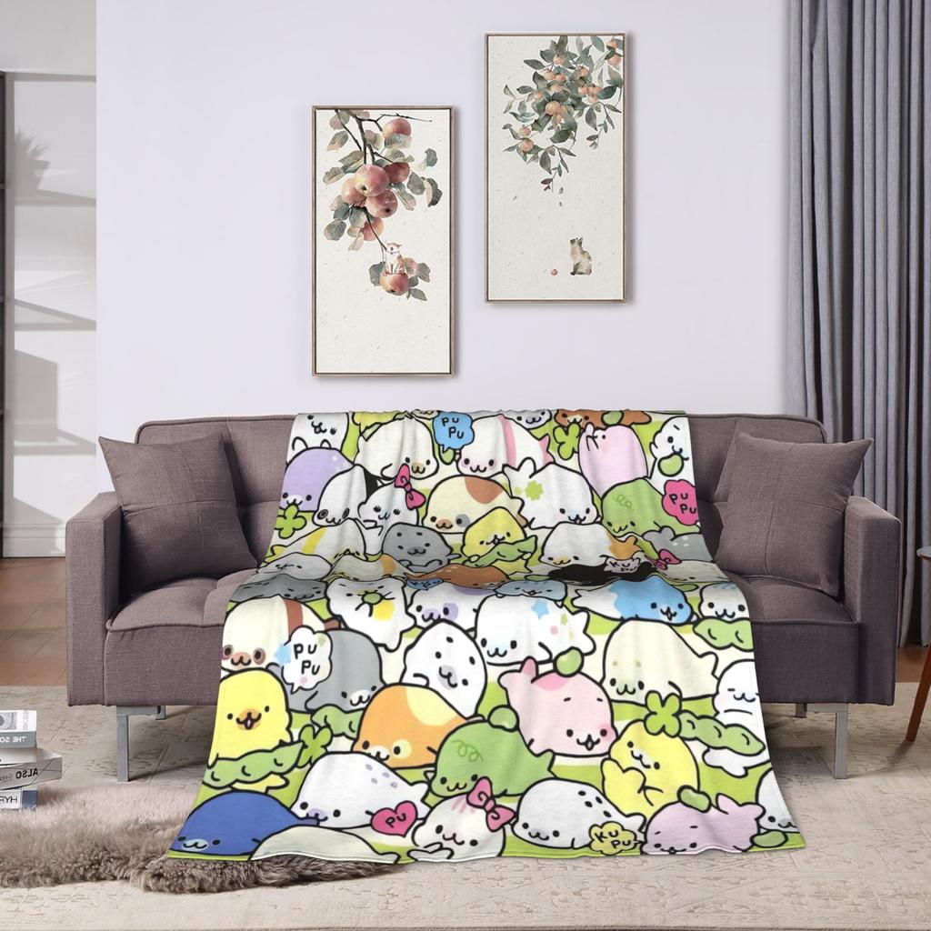 Soft Blanket Airplane Travel Cute M-Mamegoma Seal Anime Throw Blanket Flannel Bedspread For Couch Bed Fashion Sofa Bed Cover