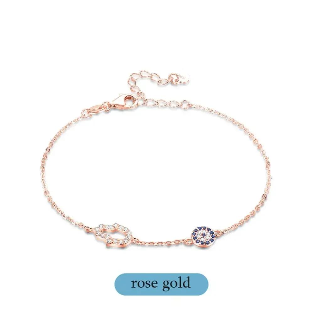 TONGZHE Evil Eye Bracelets for Women Lucky 925 Silver Bracelet Blue Eye Hamsa Hand Fatima Hand Turkey Jewelry