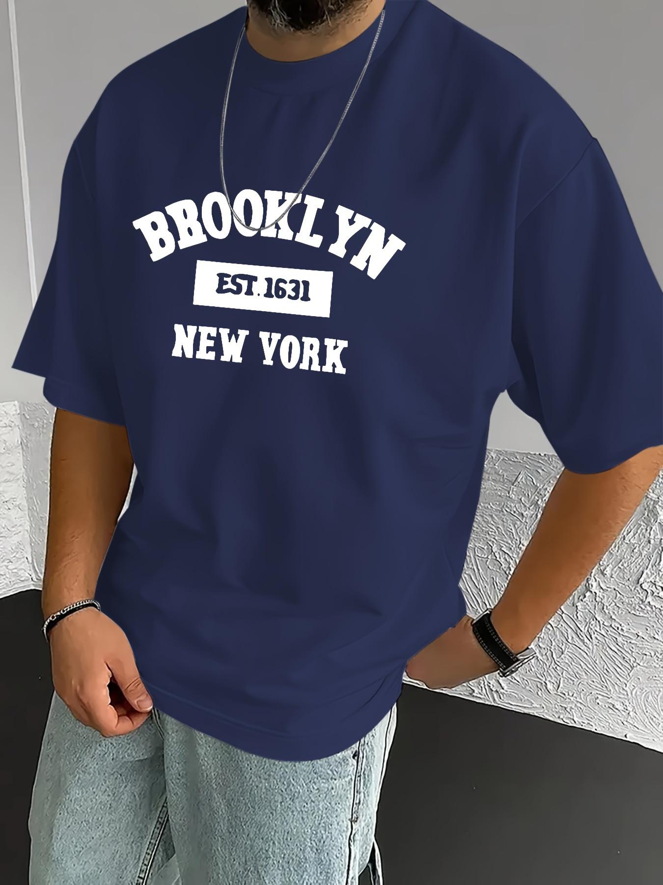 

1631 Футболка с графическим принтом для мужчин - повседневная футболка с круглым вырезом и легкой эластичностью, летний трикотажный верх от MBDMBD XXXXXL темно-синий