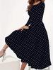 Elegante Vestito a Pois con Maniche Lunghe, Girocollo e Tasche 2026