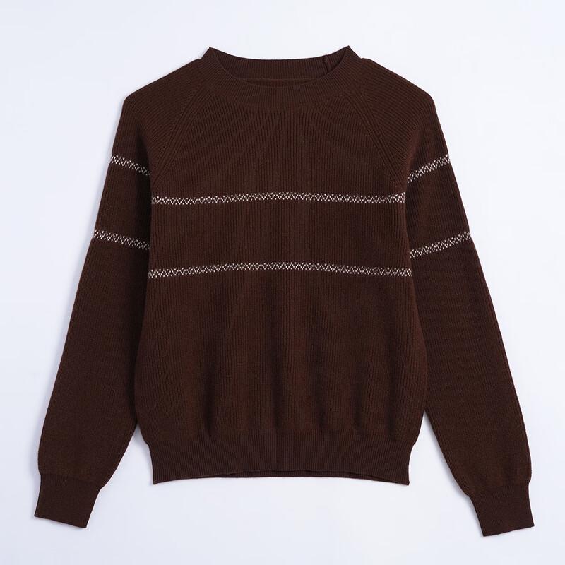 Srcr Women's 100% Wool Retro Jacquard Round Neck Sweater