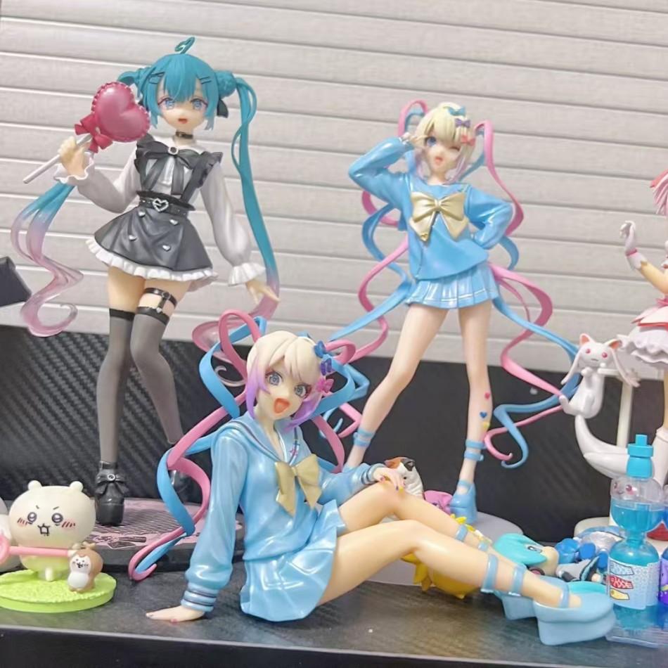 Needy Girl Overdose Anime Figure with Cat Action Figures Virtual Uploader PVC Collection Model Ornaments Toys Brithday Gifts