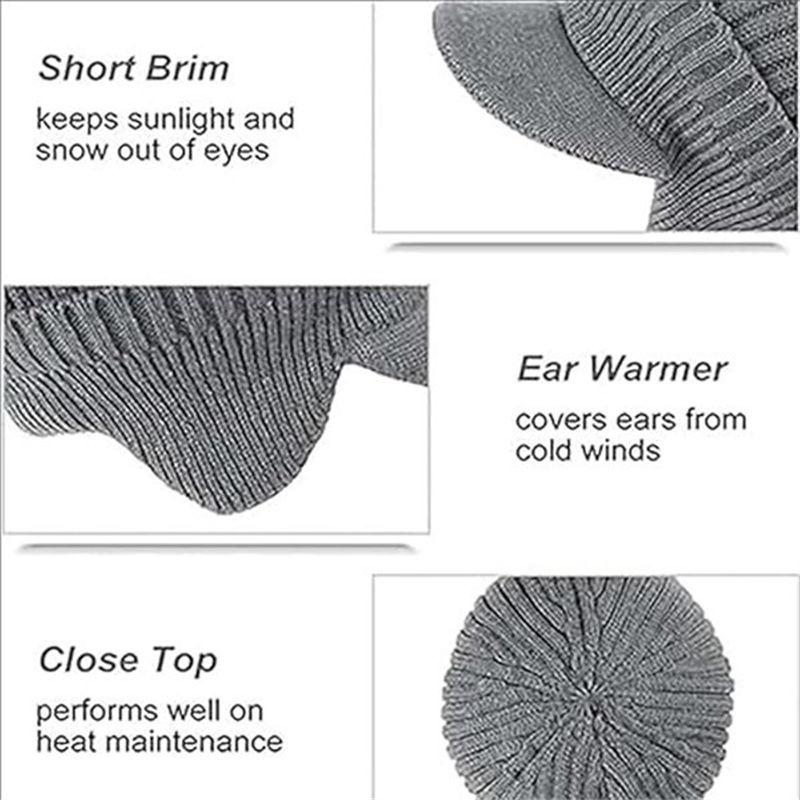 Winter Cozy Beanie with Brim and Ear Flaps Warm Cycling Windproof Knitted Hats Fashion Caps Scarf GZW