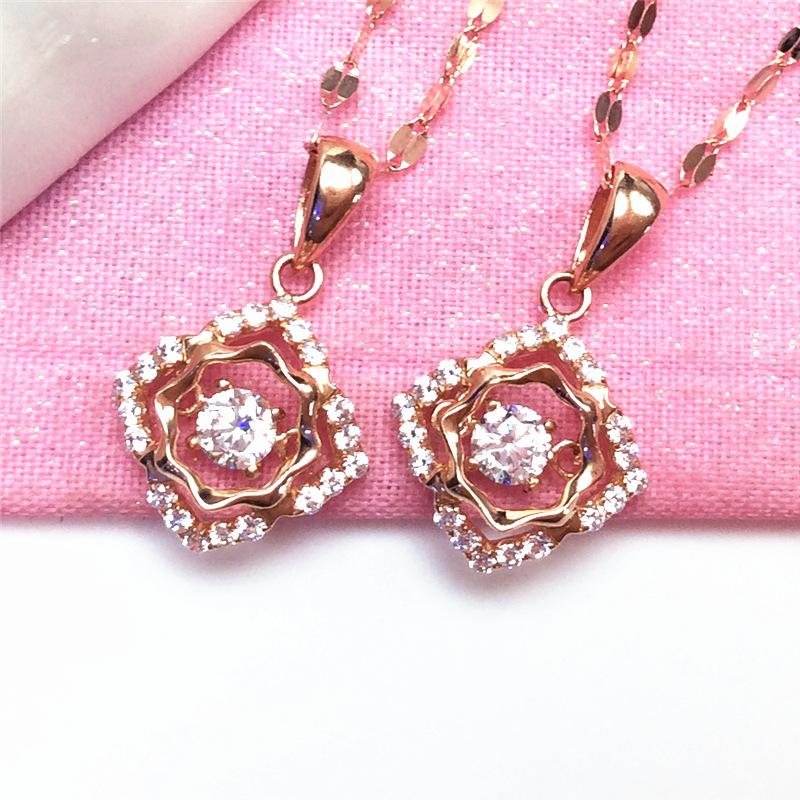 Purple Gold Color Gold Smart Zircon Pendant, Foreign Luxury Temperament Plated Rose Gold Necklace