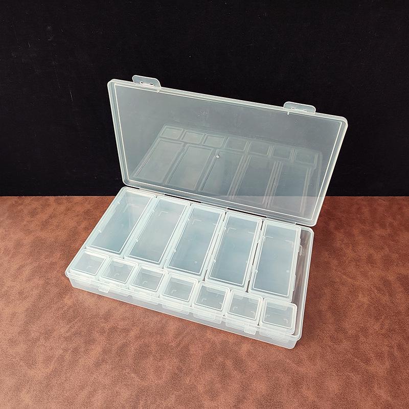 Nested Rectangular Compartment Box: Plastic Storage for Fishing Hooks and Screws