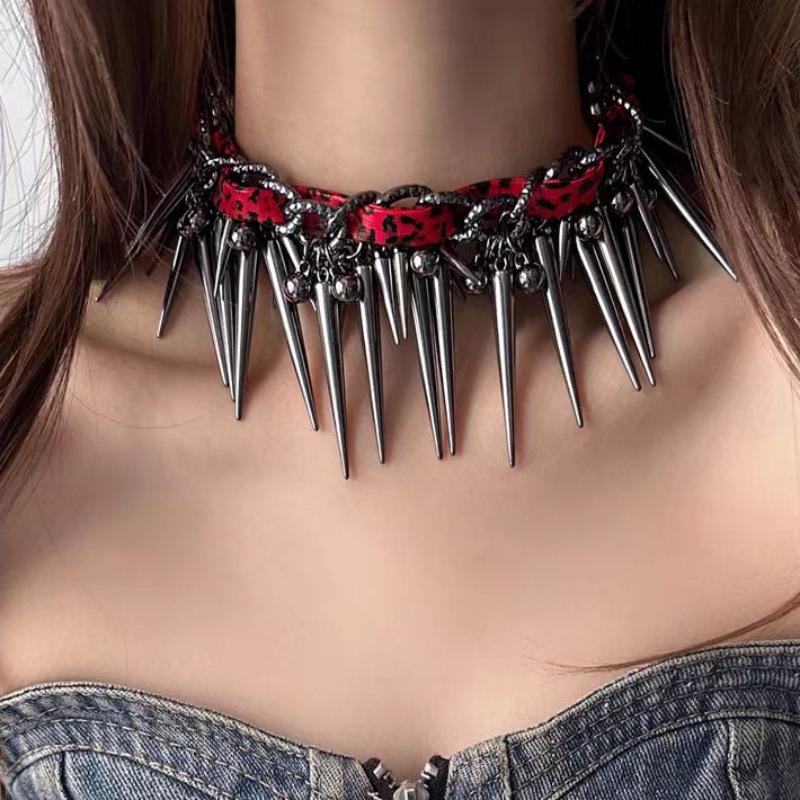 Trendy Cross Rivet Tassel Pearl Choker Necklace