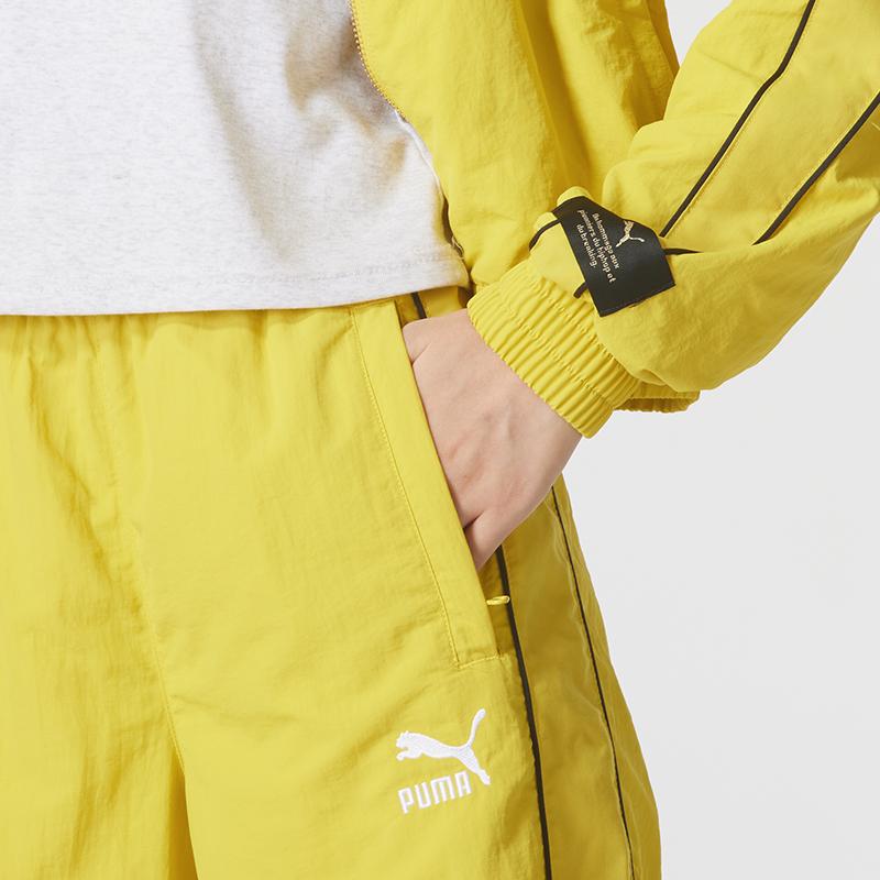 Puma Logo Embroidered Design Loose Wide Leg Comfortable Drawstring Mid Rise Casual Pants Women pants Pear-Yellow 629110-41