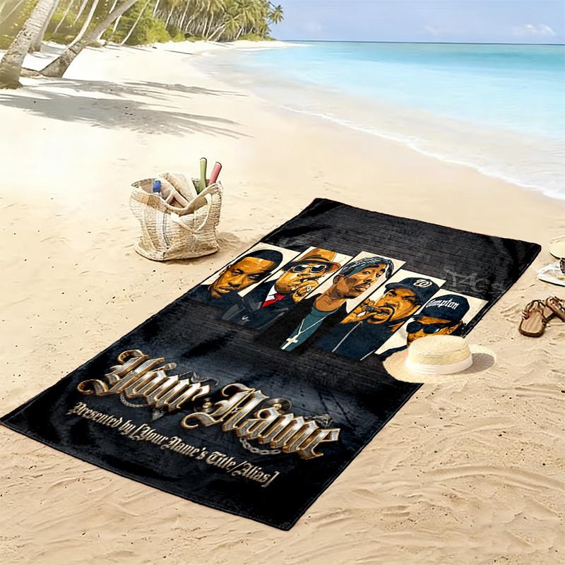 Name Custom Rappers Print Beach Towel, Large Soft Quick Dry Towel for Beach Camping Swimming