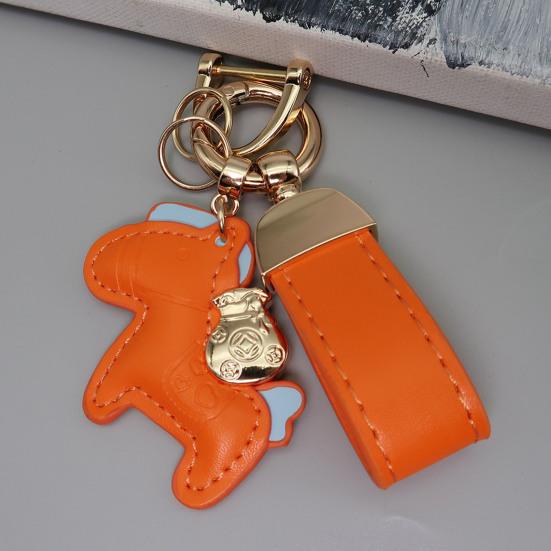 Key Chain Imitation Leather Horse Keychain Pendant Year of Horse Design Key Holder Bag Car Accessory