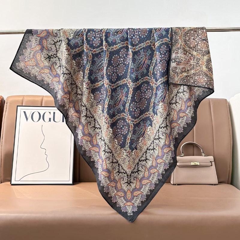 Chinese Style Peony Velvet Square Scarf 91 Women's Spring and Autumn Silk Scarf Shawl Two-color Different-faced Scarf Mother Gift