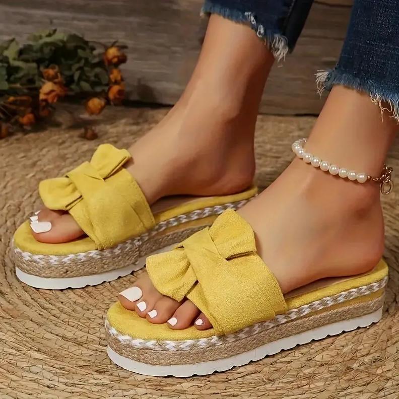 Women Cute Bowknot Sandals Casual Slip On Sandals Ladies Daily Platform Sandals Party