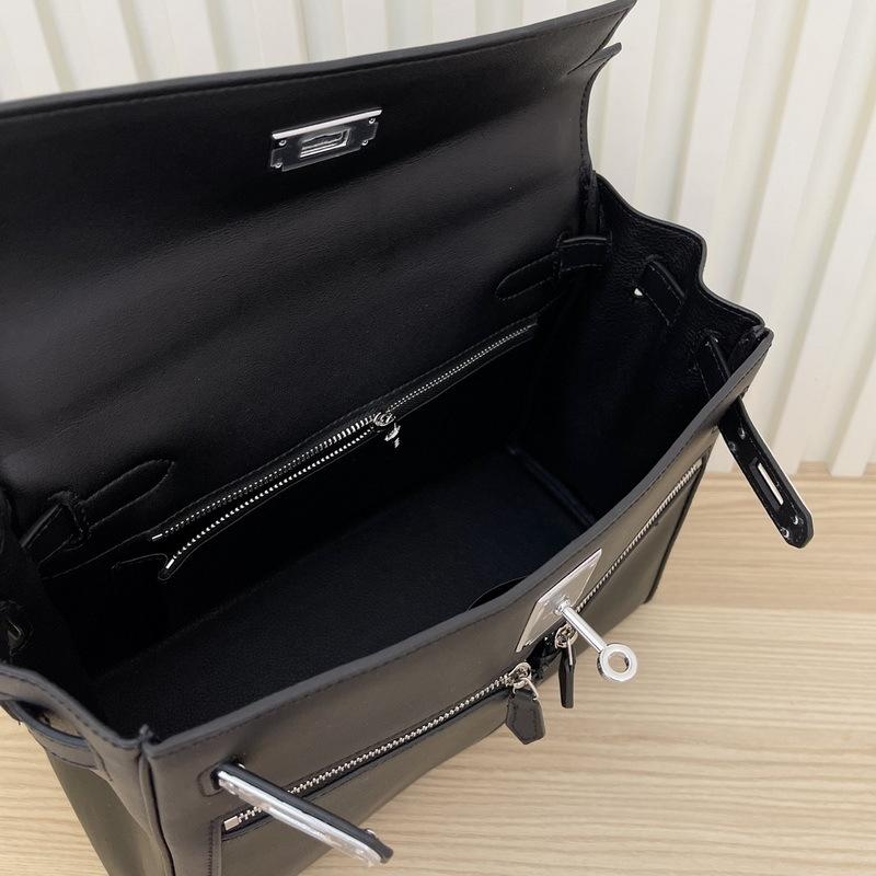 2025 New Leather Swift Leather Women's Bag Double Pocket Zipper Portable Shoulder Diagonal Span Fashion Buckle Women's Bag