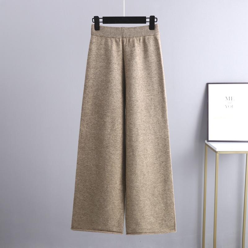 Autumn and Winter Women's Sweater Set Knitted Thickened Loose High Neck Sweater Wide Leg Pants Two-piece Set