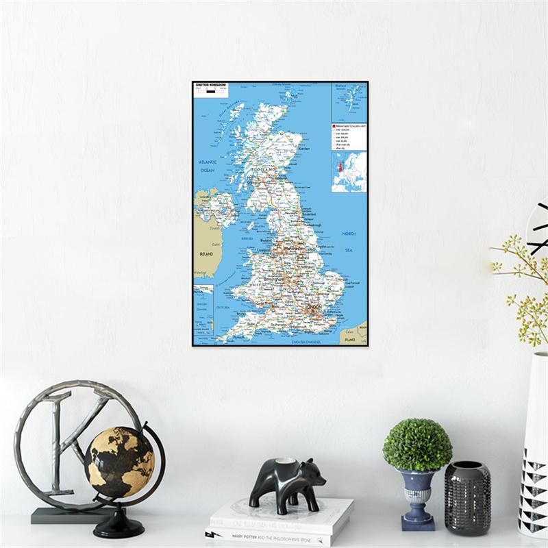 Hartă engleză - Regatul Unit - Hartă rutieră pictură artă de perete poster living decor casă școală rechizite de călătorie