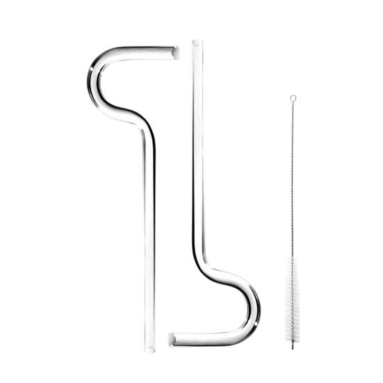 

Yousheng 2Pcs Glass Drinking Straws with Cleaning Brush Reusable Anti-Wrinkle Glass Straws Curved Design Protects Lips Eco-Friendly Alternative for H