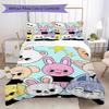 Cute Bunny, Wolf and Duck Collage Duvet Cover, K-pop Style Themed Bedding Set(1 * duvet cover + 2 * pillowcase, without core)