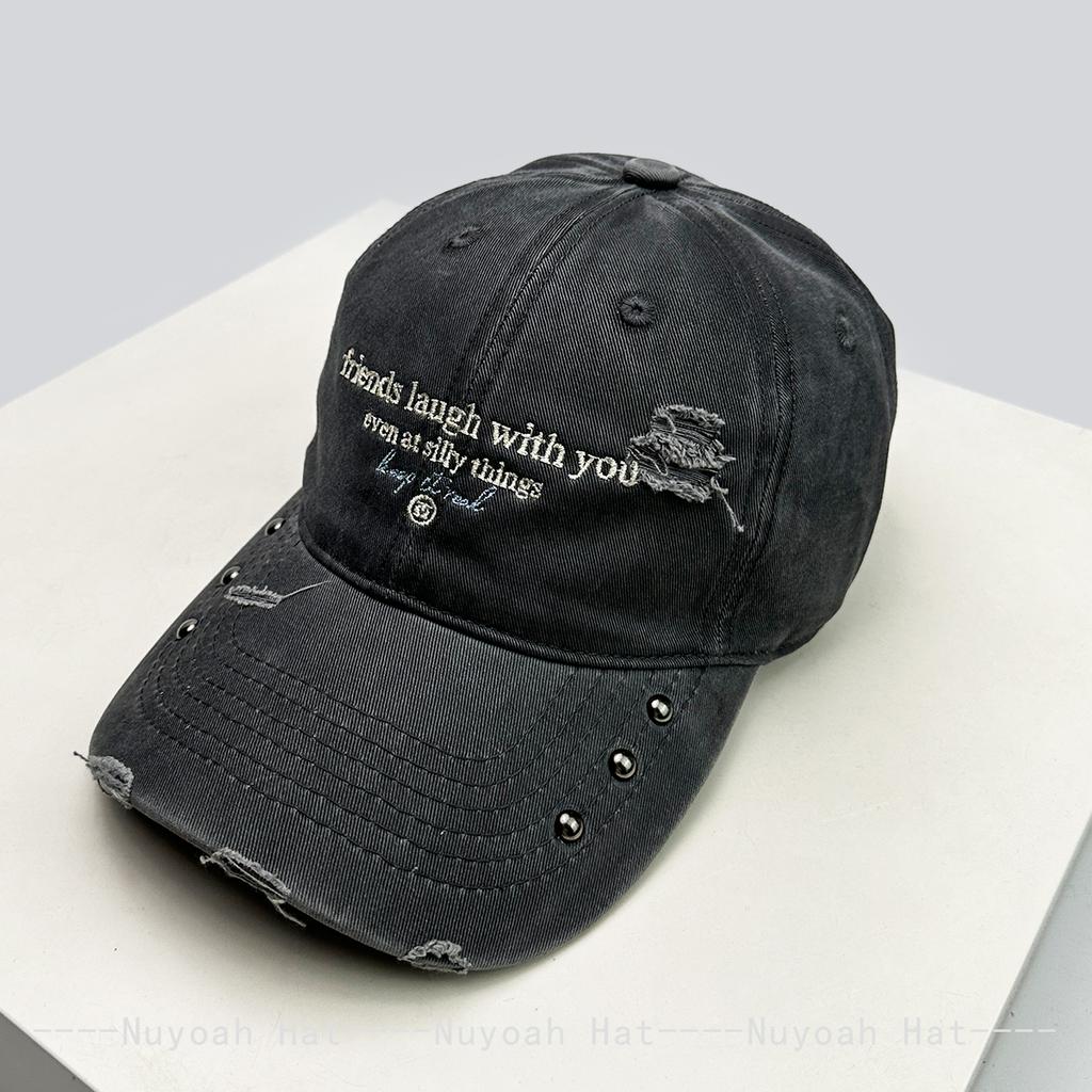 Broken Style Rivet Embroidered Letters Baseball Hats Sunshade Personal New Men Women Versatile Retro Fashion Peaked Caps Street