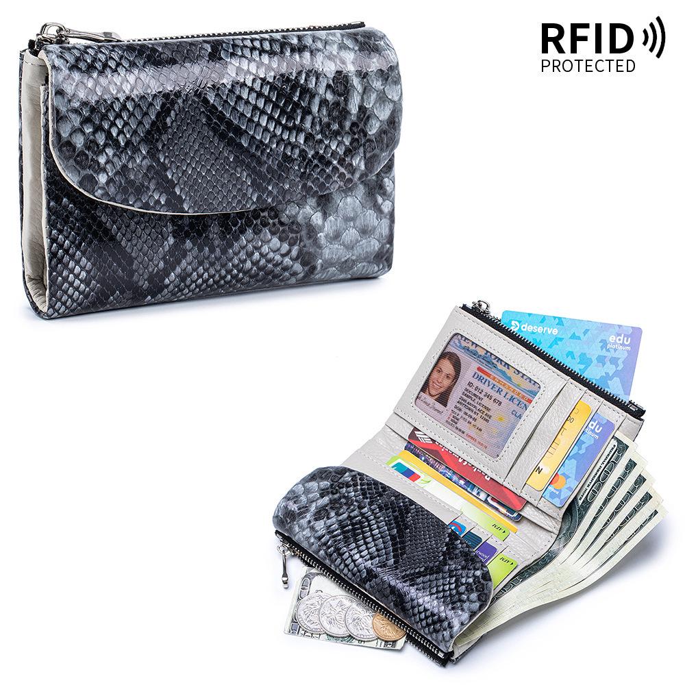 Damen Echtleder High-End Kurze Geldbörse - Weiches Rindsleder, Diebstahlsicher, Großes Fassungsvermögen