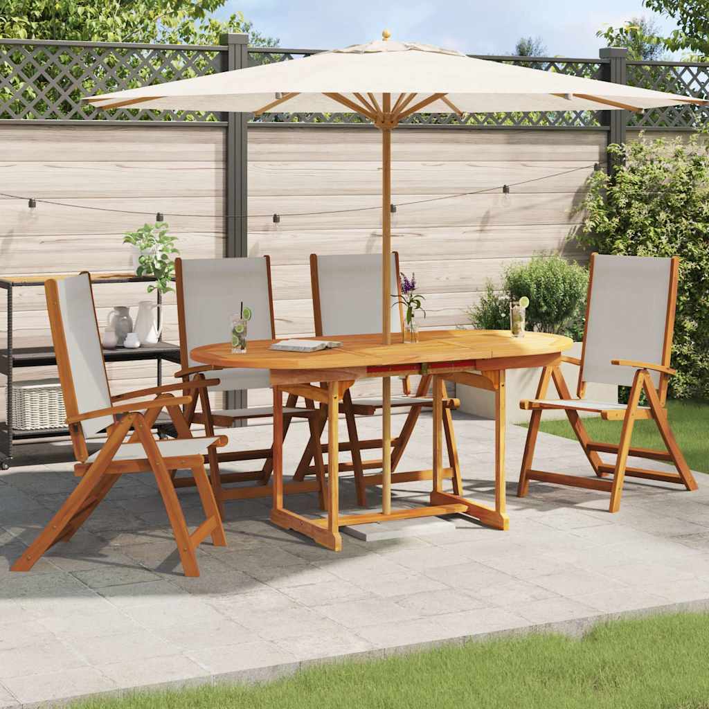 Vidaxl Folding Garden Chairs, 4 Pcs., Acacia Wood and Textilene