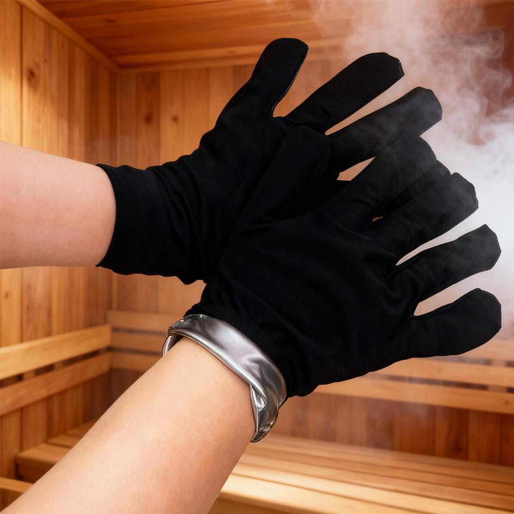 1Pair Sauna Gloves & Socks, Shower Reusable Workout Sweat Gloves for Home Bathing Sports Women Men Steam Room for Dry Hand Foot