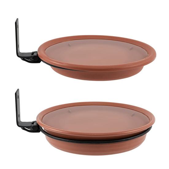 2/3Pcs Fence Birds Feeder Tray Weather-proof 2/3 Layers Outdoor Garden Yard Tree Mounted Birds Bath Outside Hanging Food Water Feeding Station