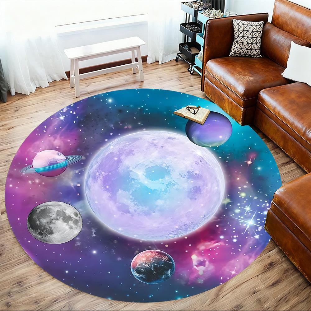 1pc space planets Round Chair mat Area Rug - Non-Slip, Floor Mat for Office, Bedroom, and Indoor Decor c1125084