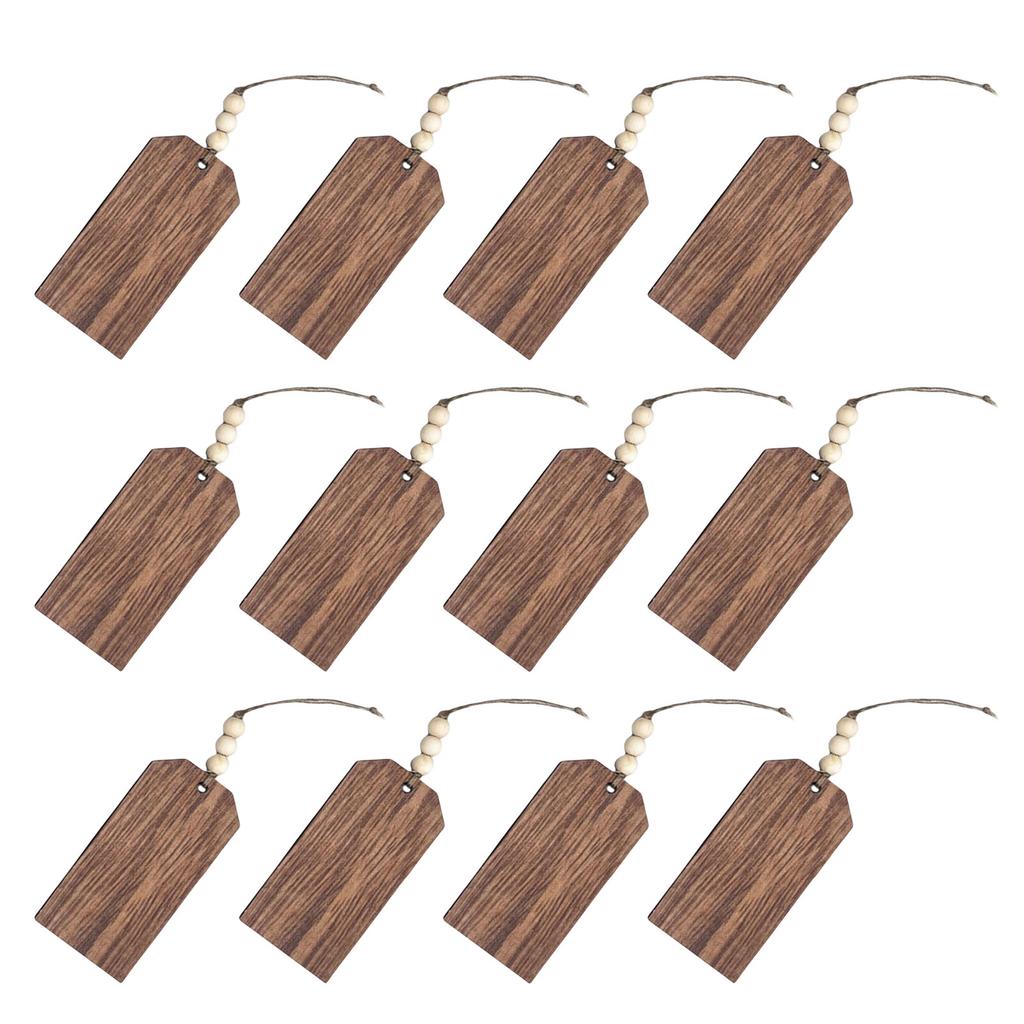 12Pieces Customizable Wood Nameplates Christmas Stocking Hanging Name Tagged with Wood Beads for DIY Home Decorations