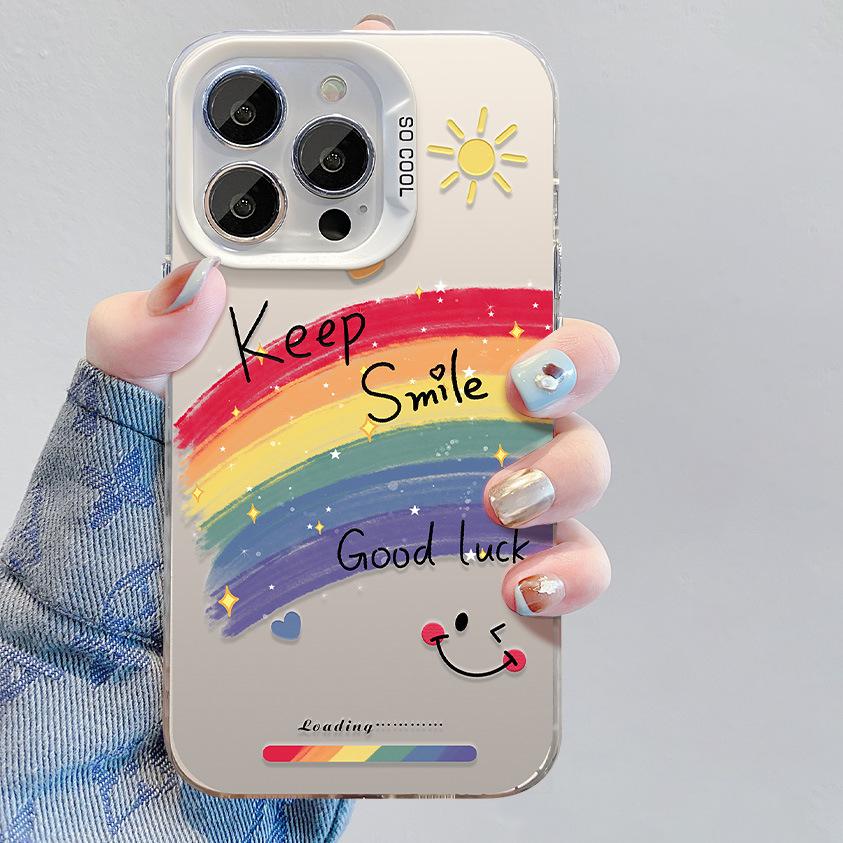 

Подходит для Mate60 Чехол для мобильного телефона Huawei Vivo Радужный Смайлик Oppo Цвет Серебристый Матовый Xiaomi 14 Высококлассный Женский Стиль Xiaomi 12PRO
