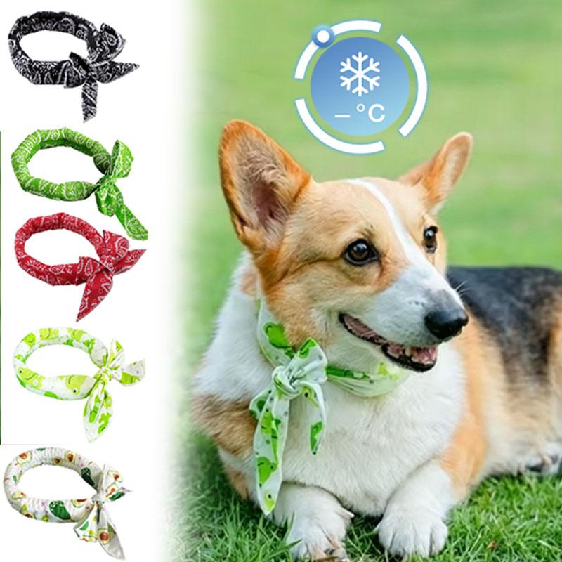 Reusable Pet Cooling Neck Wrap, Summer Cartoon Ice Collar for Dogs Cats, Heat Relief Cold Scarf for Outdoor Walk