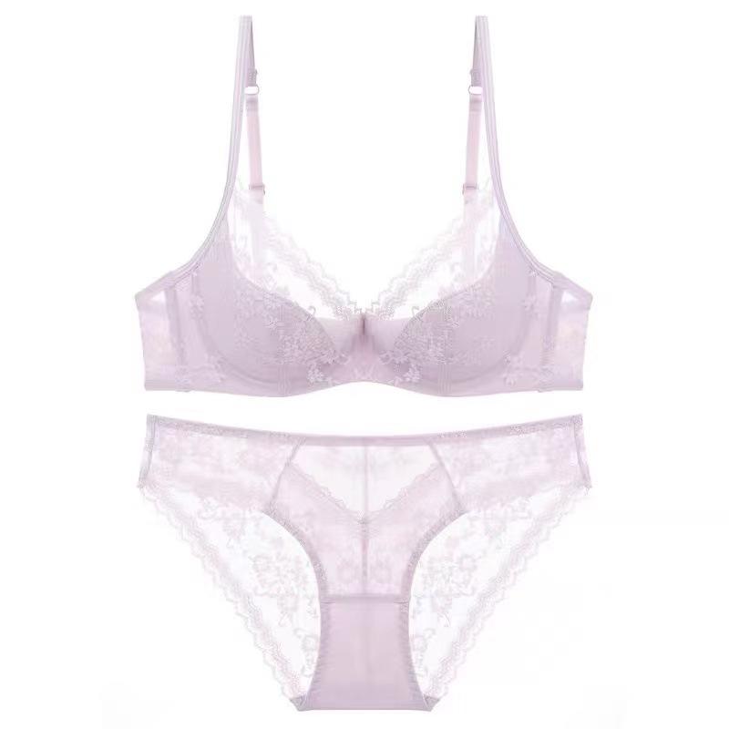 Big Breasts Show Small French Women's Pure Desire, Sexy Lace Edge Soft Steel Ring Gathers, Collects the New Breast Bra