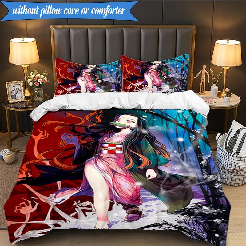Anime Samurai Warrior's Journey 3pcs K-pop music group Bedding set,Ideal for Bedroom, Dormitory,Including Duvet Cover And 2pcs Pillowcases,Fan gifts