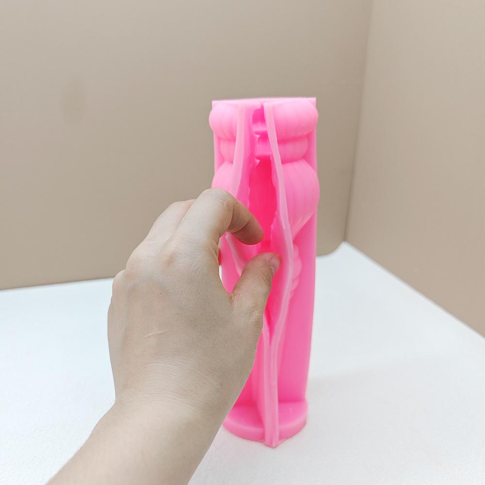 DIY Tall Ribbed Pillar Candle Molds Taper Spiral Silicone Mould Geometric Soy Wax Mold Vase Shaped Candle Mold Roman Column Mold