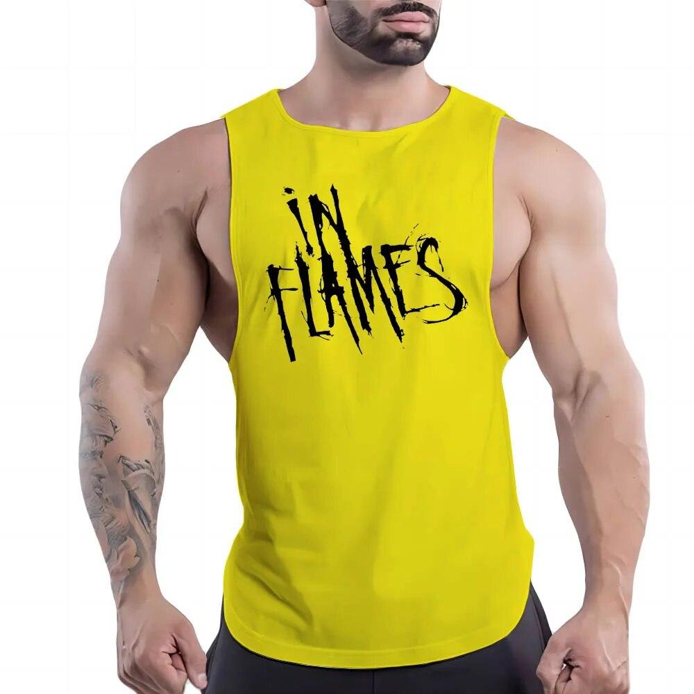 Summer Men'S Round Neck Fitness Vest English Letter Printed Men'S Outdoor Comfortable Breathable Lightweight Shirt Quick Dry