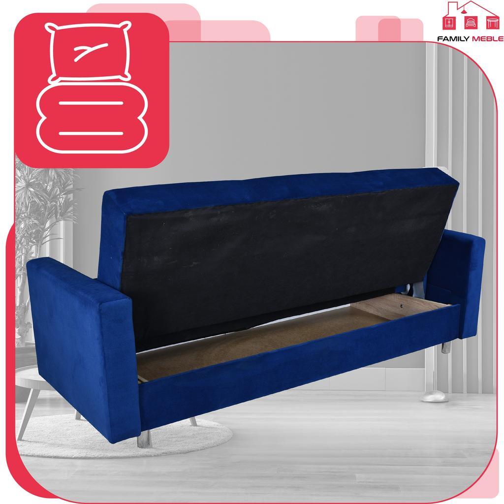 Kanapa sofa Alicja rozkładana wersalka spania bonell łóżko Family meble granatowa