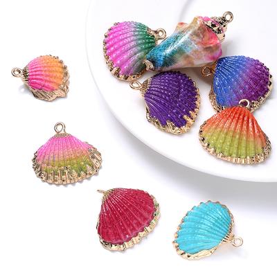 Bunte Muschel mit goldenem Rand Ornament Zubehör DIY Armband Halskette Ohrringe Anhängerteile Material