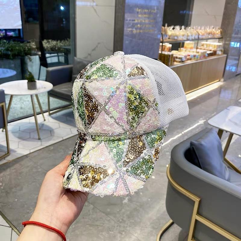 Chapeau tendance pour femmes printemps et été nouvelle casquette à paillettes pour femmes visière en maille chapeau de soleil casquette de baseball