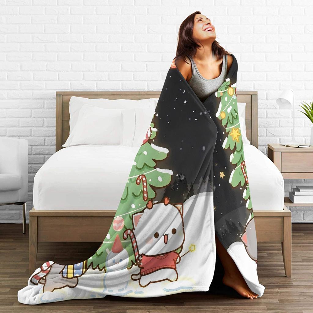 Bubu Dudu Merry Christmas Soft Blanket Camping Plush Bedding Throws Fluffy Couch Chair Flannel Bedspread Sofa Bed Cover
