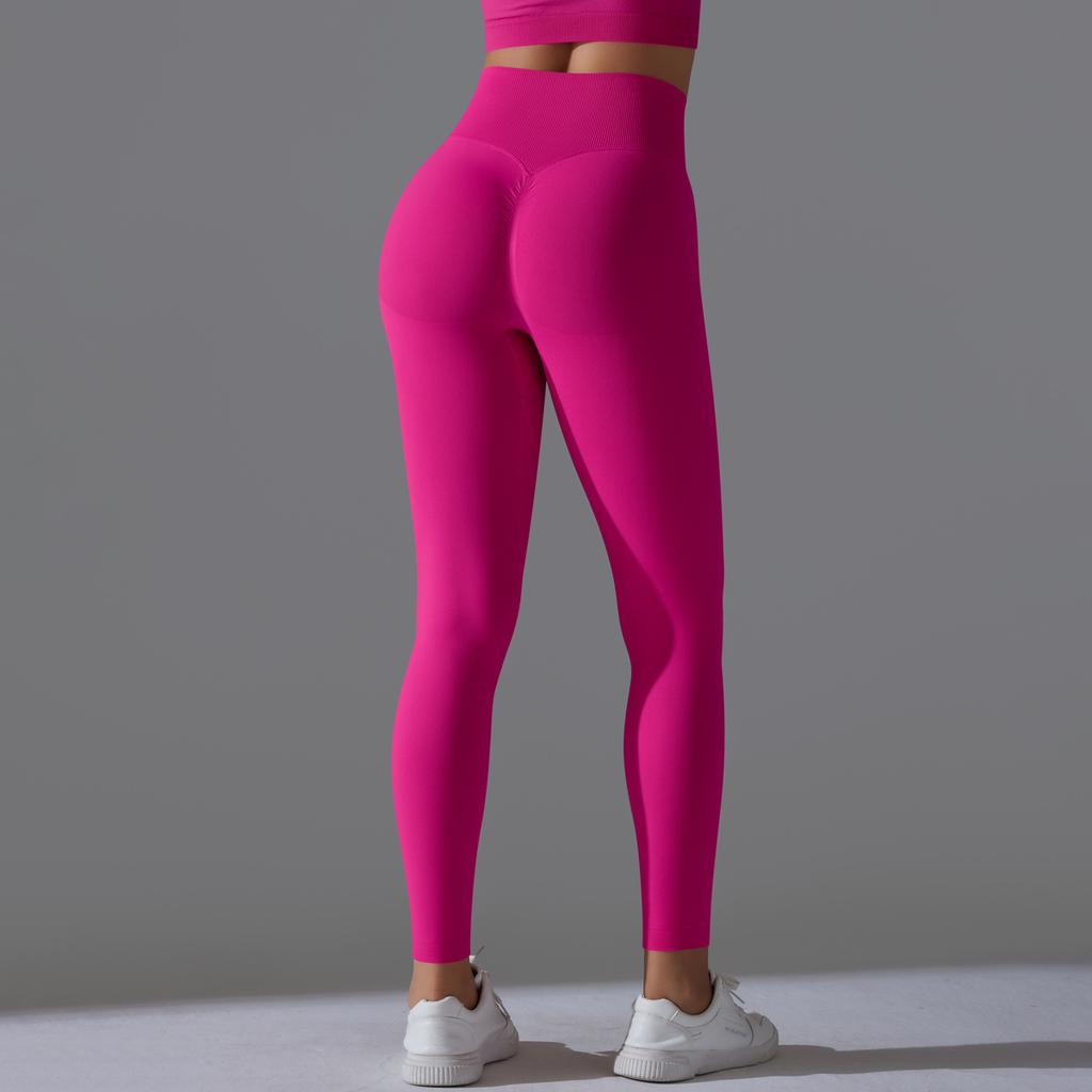 Seamless Solid Color Peach Sports Pants, Tight Fitting Running Fitness Yoga Clothes, High Waist And Hip Lifting Yoga Pants For Women