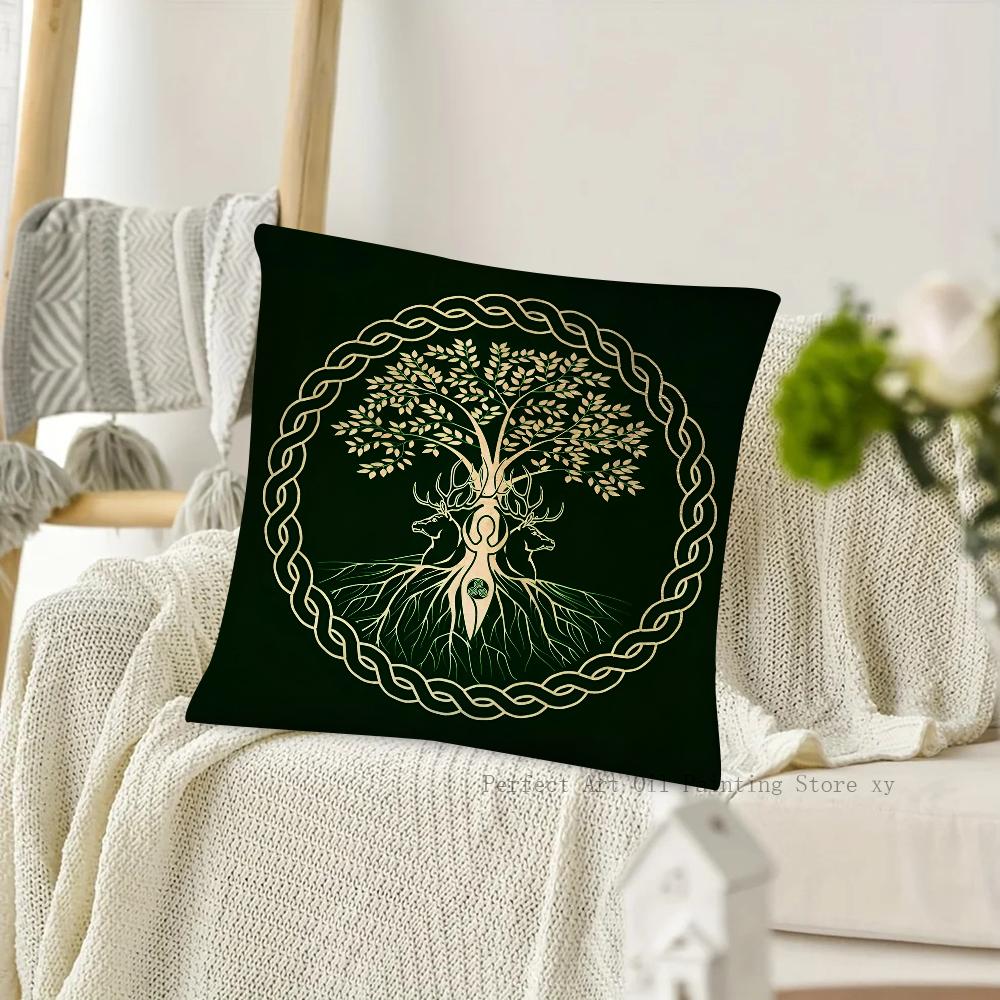 Viking Nordic Mystical Symbol Pillow Case Square Pillow Cushion Cover Bedroom Sofa Room Decoration Casual Pillow Cover