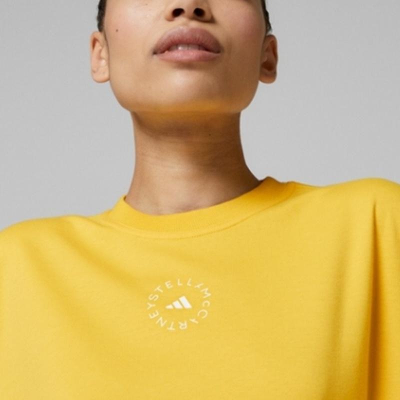 adidas SMC Casual Sports Round Neck Loose Printed Letter Long Sleeve T-Shirt Women Tops Yellow GT9449