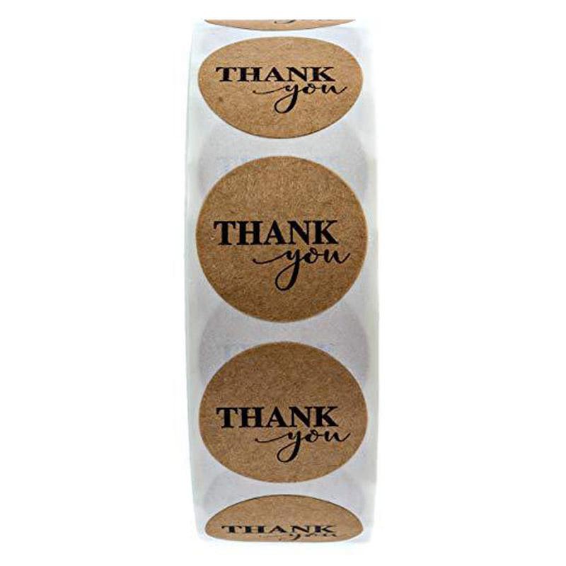 50 Labels per wad Round Natural Kraft Thank You Sticker seal labes Hand Made With Love Sticker Paper Stationery sticker 1 inch