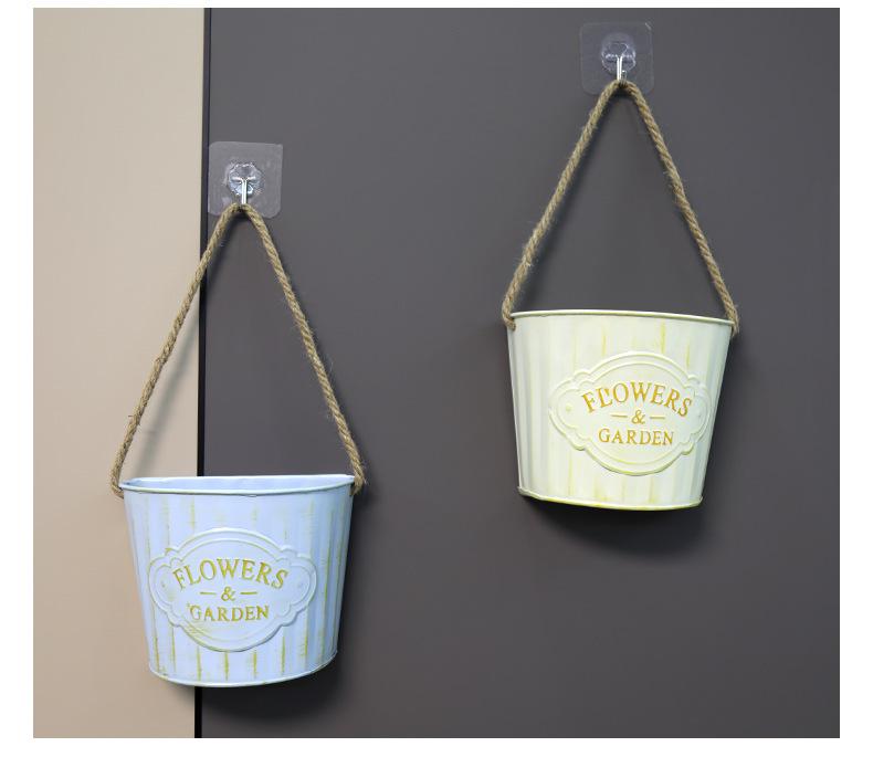 Vintage Wrought Iron Wall-Mounted Flower Pot and Hanging Basket