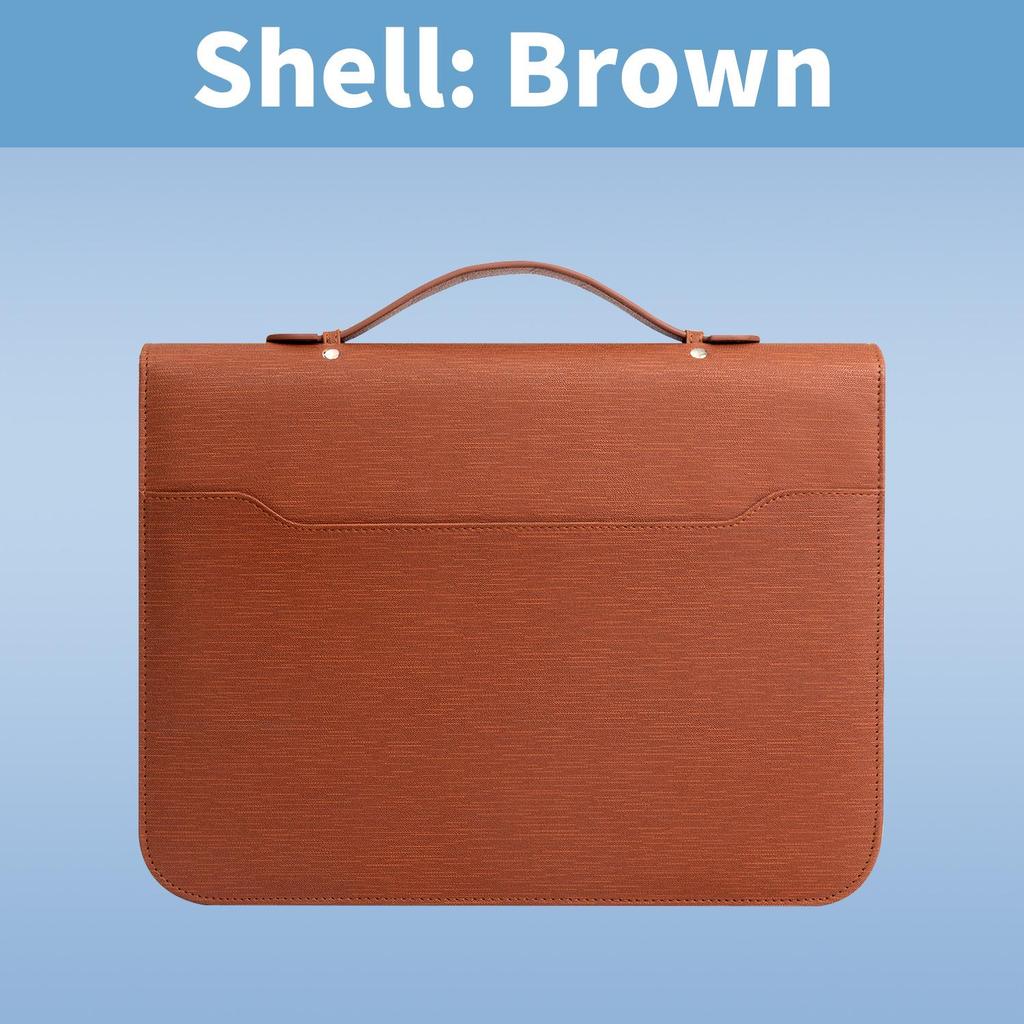 Multi-Functional A4 PU Leather Ring Binder & Zipper Handbag
