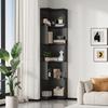 63.5 x 45 x 175cm Corner Bookshelf, Multifunctional, L-Shaped, LED Color-Changing Light Strip, App Control, Five-Tier Storage, Black