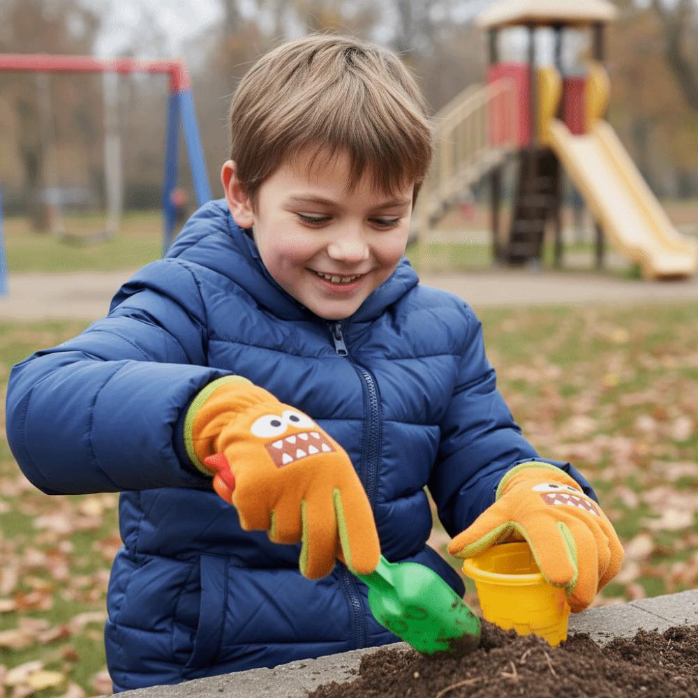 Polar Fleece Kids Plush Gloves Windproof Full Fingers Gloves Children Cycling Gloves Autumn Winter